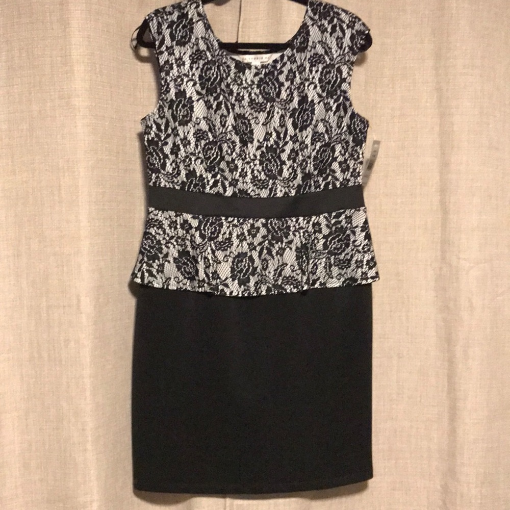 NWT black and white peplum dress.